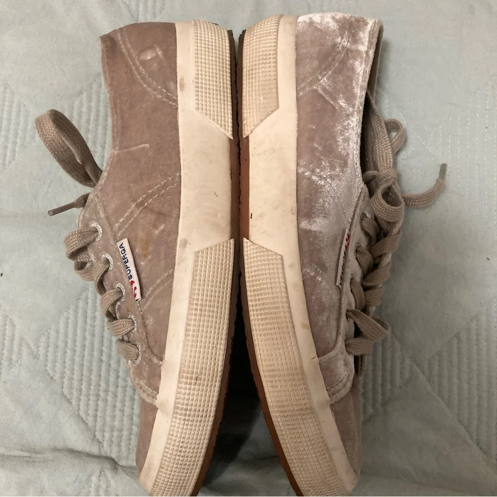 Superga Velvet Sneakers Skate Shoes Womens Size 7 Beige Tan S00DJRO - Picture 9 of 16